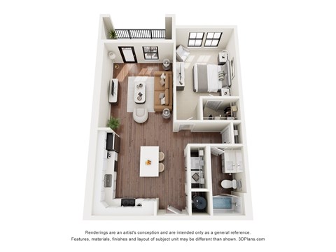 Floor plan for 1 bed, 1 bath, 783 sqft